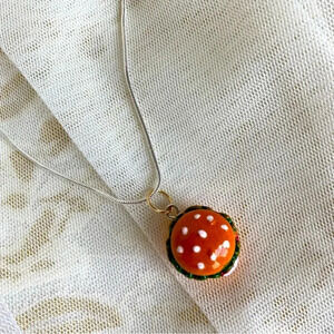 NWT Sterling Silver Pendant Necklace 17" with Novelty Miniature Burger Pendant